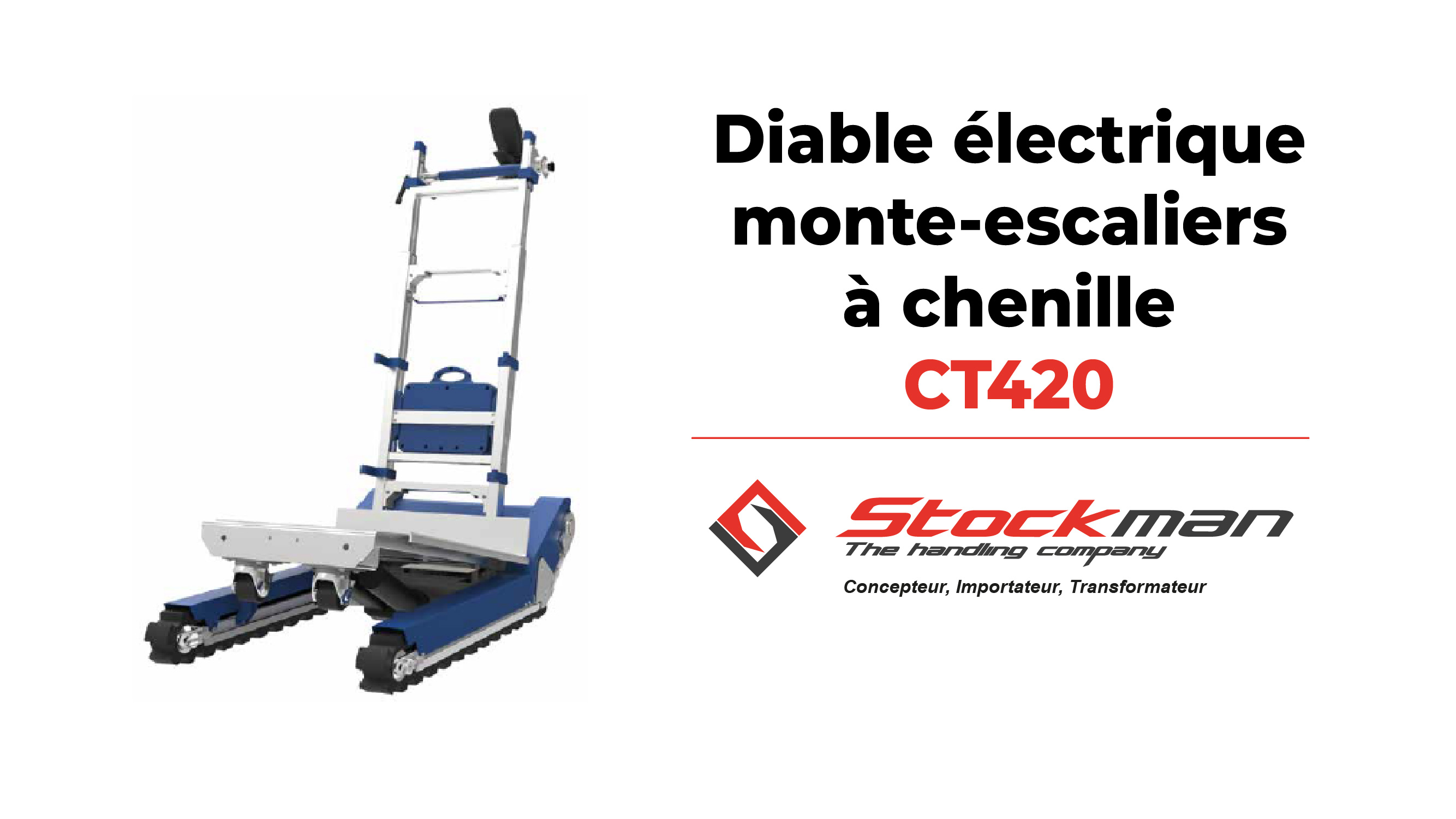 The electric stair climber CT420: crawler tracks and 420 kg load capacity